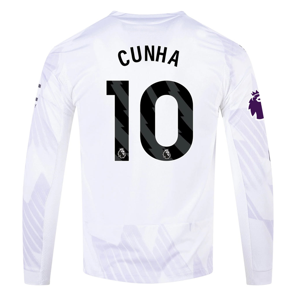 Authentic adidas Cunha Manchester United Long Sleeve Away Jersey 25/26