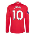 Authentic adidas Cunha Manchester United Long Sleeve Home Jersey 26/27