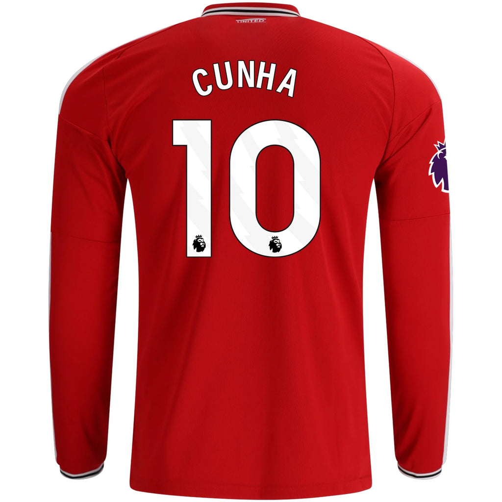 Replica adidas Cunha Manchester United Long Sleeve Home Jersey 26/27